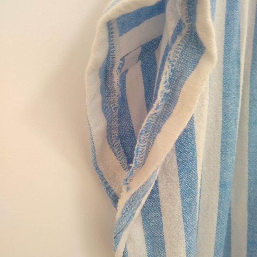 NWOT Old Navy L/tall  sky blue+white stripes short sleeve long dress - Picture 11 of 13